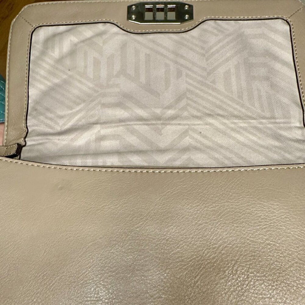Rebecca Minkoff Leather Love Clutch Handbag WOC Mink Chain Strap - Picture 4 of 9